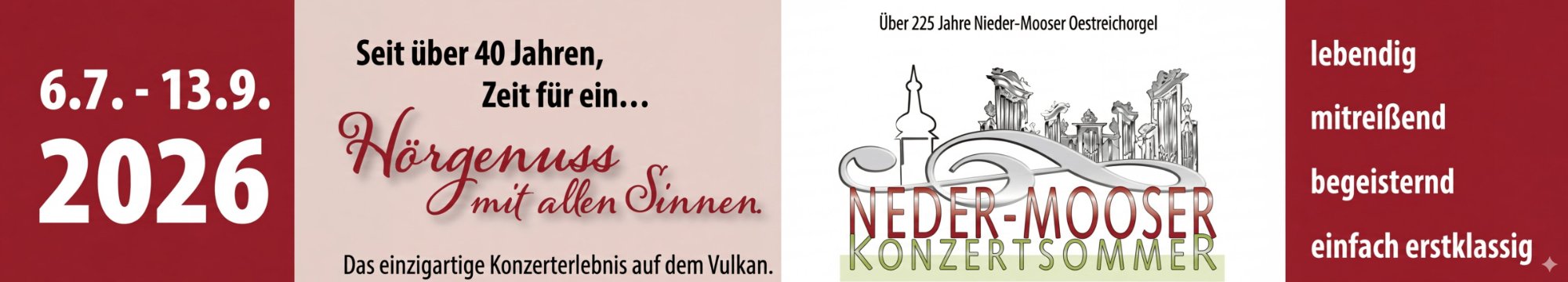 Nieder-Mooser Konzertsommer 2026 – 5. Juli bis 13. September